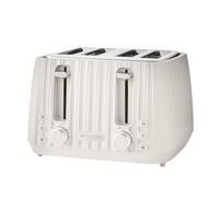 Emperial Flow 4 Slice Toaster | Extra Wide Slots, High Lift Lever, Adjustable Browning, Defrost, Reheat, Removable Crumb Tray | High Gloss Grooved Design | 1600W