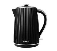 Emperial Flow Electric 1.7L Cordless Kettle | 3KW Fast Boil | 360° Swivel Base, Water Level Indicator, Boil-Dry Protection, Removable Filter | High Gloss Grooved Design (Black)