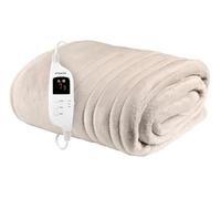 Emperial Luxury Heated Blanket | Electric Blanket | Extra Large Heated Throw with Digital Remote, 9 Heat Settings & 9hr Timer, Machine Washable Fleece - 160cm x 130cm (Cream)