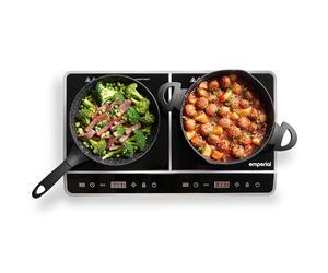 Emperial Portable Double Induction Plate with LED Display | Twin Induction Hob, 4-Hour Timer Function, Multi-Heat Settings, Power Levels for Home, Camping, Caravan