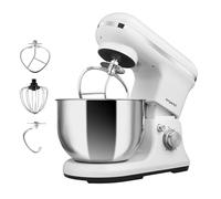 Emperial Stand Mixer | 1200W Food Mixer for Baking with Beater, Dough Hook & Whisk | 5L Stainless Steel Bowl | 6 Speed Electric Kitchen Mixer with Removable Splash Guard (White)