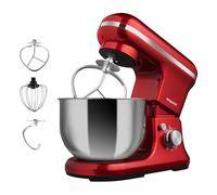 Emperial Stand Mixer | 1200W Food Mixer for Baking with Beater, Dough Hook & Whisk | 5L Stainless Steel Bowl | 6 Speed Electric Kitchen Mixer with Removable Splash Guard (Red)