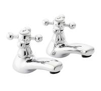 Emperor Bath Tap Pair Chrome - Traditional Crosshead Design, Solid Brass Construction with Polished Chrome Finish