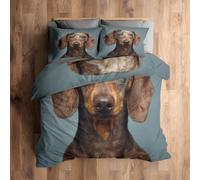 Emperor Bedding Set, Dachshund Duvet Cover with 2 Pillowcases, 3 Piece Bedroom Decor, Dog Pattern Soft Microfiber Quilt Cover, Zip Fastening &S490