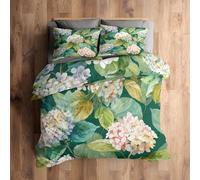Emperor Bedding Set, Hydrangea Duvet Cover with 2 Pillowcases, 3 Piece Bedroom Decor, Watercolour Floral Pattern Soft Microfiber Quilt Cover, Zip Fastening C115N