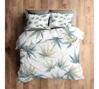 Emperor Bedding Set, Marijuana Leaf Duvet Cover with 2 Pillowcases, 3 Piece Bedroom Decor, Cannabis Leaves Pattern Soft Microfiber Quilt Cover, Zip Fastening A149C