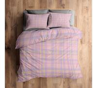 Emperor Bedding Set, Pink Plaid Duvet Cover with 2 Pillowcases, 3 Piece Bedroom Decor, Gingham Check Pattern Soft Microfiber Quilt Cover, Zip Fastening &S537