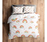 Emperor Bedding Set, Rainbow Duvet Cover with 2 Pillowcases, 3 Piece Bedroom Decor, Kids Colorful Rainbow Pattern Soft Microfiber Quilt Cover, Zip Fastening A825C