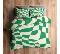 Emperor Duvet Cover Set, Abstract Checker Bedding 3 Piece - Plaid Grid Geometric Pattern, Soft Hypoallergenic Microfibre Quilt Cover, 2 Pillowcases, with Zip, Bedroom Decor AE4822