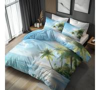 Emperor Duvet Cover Set Beach Bedding - 3 Piece with 2 Pillowcases, Ocean Landscape Printed Design, for Bedroom Decor, Soft Brushed Microfiber, Zip Fastening - OC585