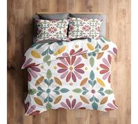 Emperor Duvet Cover Set Colorful Floral Bedding - 3 Piece with 2 Pillowcases, Watercolor Flower Printed Design, for Bedroom Decor, Soft Brushed Microfiber, Zip Fastening - XI062