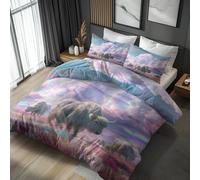 Emperor Duvet Cover Set Cow Bedding - 3 Piece with 2 Pillowcases, Colorful Fantasy Animals Printed Design, for Bedroom Decor, Soft Brushed Microfiber, Zip Fastening - WA035