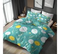Emperor Duvet Cover Set Dandelion Floral, Reversible Emperor Bedding Sets Flower Botanical Pattern for Bedroom Decor, Soft Microfibre Quilt Cover, 2 Pillowcases, Zip PPE32