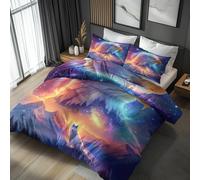 Emperor Duvet Cover Set Eagle Bedding - 3 Piece with 2 Pillowcases, Wolf Wild Animals Printed Design, for Bedroom Decor, Soft Brushed Microfiber, Zip Fastening - CHQ687