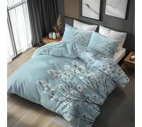 Emperor Duvet Cover Set Floral Bedding - 3 Piece with 2 Pillowcases, White Flowers Printed Design, for Bedroom Decor, Soft Brushed Microfiber, Zip Fastening - QD656