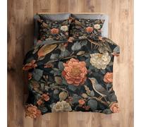 Emperor Duvet Cover Set Floral Bird Bedding - 3 Piece with 2 Pillowcases, Vintage Flower Printed Design, for Bedroom Decor, Soft Brushed Microfiber, Zip Fastening [N0883]