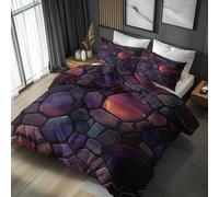 Emperor Duvet Cover Set Geometric Bedding - 3 Piece with 2 Pillowcases, Colorful Art Abstract Printed Design, for Bedroom Decor, Soft Brushed Microfiber, Zip Fastening - QD630