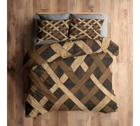 Emperor Duvet Cover Set Geometric Bedding - 3 Piece with 2 Pillowcases, Wood Grain Abstract Printed Design, for Bedroom Decor, Soft Brushed Microfiber, Zip Fastening - ON629