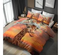 Emperor Duvet Cover Set Giraffe Bedding - 3 Piece with 2 Pillowcases, Art Animals Printed Design, for Bedroom Decor, Soft Brushed Microfiber, Zip Fastening - QD619