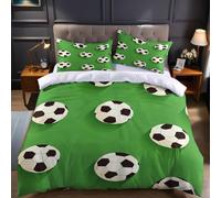 Emperor Duvet Cover Set green 290 x 235 cm Football pattern Microfiber 3 Pcs Bedding with Zipper Closure and 2 Pillowcases