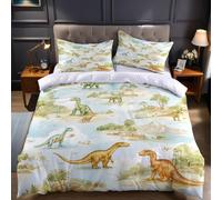 Emperor Duvet Cover Set green 290 x 235 cm Watercolor Dinosaur Microfiber 3 Pcs Bedding with Zipper Closure and 2 Pillowcases