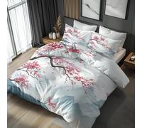 Emperor Duvet Cover Set Japanese - Floral Asian Japan Bedding 3 Piece with 2 Pillow Cases - Reversible Design & Bedroom Decor - Soft Microfibre Quilt Cover with Zip N&-3716