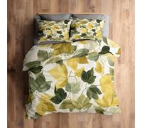 Emperor Duvet Cover Set Leaf Bedding - 3 Piece with 2 Pillowcases, Green Yellow Leaves Printed Design, for Bedroom Decor, Soft Brushed Microfiber, Zip Fastening - ON587