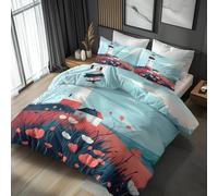 Emperor Duvet Cover Set Lighthouse Bedding - 3 Piece with 2 Pillowcases, Navigation Sailing Printed Design, for Bedroom Decor, Soft Brushed Microfiber, Zip Fastening - QD300
