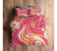 Emperor Duvet Cover Set, Mid Century Modern Bedding 3 Piece - 60S 70S Swirl Floral Pattern, Soft Hypoallergenic Microfibre Quilt Cover, 2 Pillowcases, with Zip, Bedroom Decor AE4832