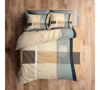 Emperor Duvet Cover Set Modern Abstract Bedding - 3 Piece with 2 Pillowcases, Geometric Brown Printed Design, for Bedroom Decor, Soft Brushed Microfiber, Zip Fastening [N1106]