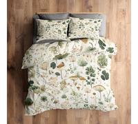 Emperor Duvet Cover Set Mushroom Bedding - 3 Piece with 2 Pillowcases, Botanical Wildflowers Printed Design, for Bedroom Decor, Soft Brushed Microfiber, Zip Fastening [N0909]