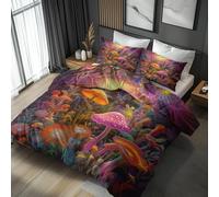 Emperor Duvet Cover Set Mushroom Bedding - 3 Piece with 2 Pillowcases, Colorful Fantasy Printed Design, for Bedroom Decor, Soft Brushed Microfiber, Zip Fastening - WA128