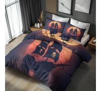 Emperor Duvet Cover Set Pirate Ship Bedding - 3 Piece with 2 Pillowcases, Navigation Sailing Printed Design, for Bedroom Decor, Soft Brushed Microfiber, Zip Fastening - QD310