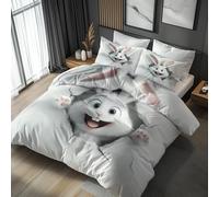 Emperor Duvet Cover Set Rabbit Bedding - 3 Piece with 2 Pillowcases, 3D Cute Funny Animals Printed Design, for Bedroom Decor, Soft Brushed Microfiber, Zip Fastening - WA045