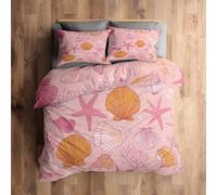 Emperor Duvet Cover Set Seashell Bedding - 3 Piece with 2 Pillowcases, Coastal Starfish Ocean Printed Design, for Bedroom Decor, Soft Brushed Microfiber, Zip Fastening - XI026