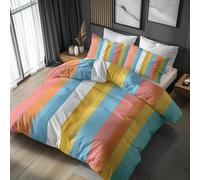 Emperor Duvet Cover Set Stripe Bedding - 3 Piece with 2 Pillowcases, Art Colorful Printed Design, for Bedroom Decor, Soft Brushed Microfiber, Zip Fastening - QD640