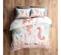 Emperor Duvet Cover Set Unicorns Bedding - 3 Piece with 2 Pillowcases, Girls Kids Cartoon Printed Design, for Bedroom Decor, Soft Brushed Microfiber, Zip Fastening [N0867]