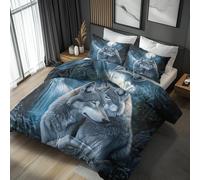 Emperor Duvet Cover Set Wolf Bedding - 3 Piece with 2 Pillowcases, Wild Animals Printed Design, for Bedroom Decor, Soft Brushed Microfiber, Zip Fastening - QD248