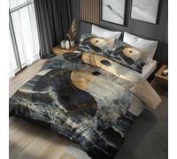 Emperor Duvet Cover Set, Yin Yang Bedding 3 Piece - Japanese Gossip Pattern, Soft Hypoallergenic Microfibre Quilt Cover, 2 Pillowcases, with Zip, Bedroom Decor AD462
