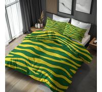 Emperor Duvet Cover Set Zebras Print Bedding - 3 Piece with 2 Pillowcases, Green and Yellow Printed Design, for Bedroom Decor, Soft Brushed Microfiber, Zip Fastening - QHD677