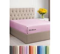 Emperor Fitted Bed Sheet 200x200x40 cm - Extra Deep Fitted Sheet for Mattresses up to 40 cm (16") - Soft Brushed Microfiber - Wrinkle, Shrinkage & Fade Resistant - OEKO-TEX - Light Pink Bottom Sheet