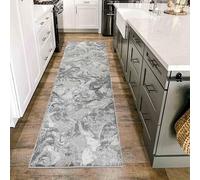 Solarius Modern Grunge Marbling Abstract Area Rugs Silver 60X220 Cm