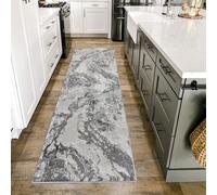 Picasso Modern Living Room Rug - Abstract Area Rugs Silver - Runner 60x220 cm