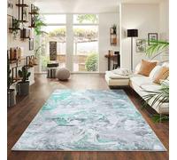 Emperor Metallic Abstract Modern Living Room Area Rug, Aqua, 160x230cm