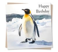 Emperor Penguin Birthday Card - Beautiful Penguin Design - For Penguin Or Sea Animal Lovers - Penguin Happy Birthday Card For Women, For Men, For Him, For Her, For Friend, For Loved One