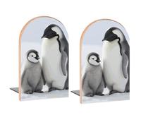 Emperor Penguin Book Ends Decorative Wood Bookends for Shelves Room Desk Home Office Book Stoppers for Magazines,Books, DVDs 2 Pieces