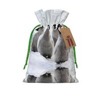 Emperor Penguin Christmas Drawstring Sack Gift Bag, Lightweight And Cute In Design