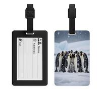 Emperor Penguin Huddle Luggage Tags for Suitcases Personalized Luggage Tags Business Card Holder Travel ID Bag Tag with Address Card Quick Spot Baggage Identifier for Carry On