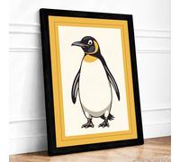 Emperor Penguin Modern Framed Wall Art Print A3 (42×29.7cm) Black, Wall Decor for Living Room, Bedroom, Office & Home, Ready to Hang, Art Gift