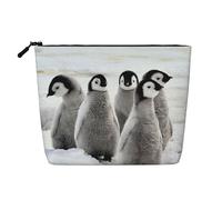 Emperor Penguin Multi Functional Single-Layer Linen Makeup Bag - Fashionable and Practical Cosmetic Storage Bag